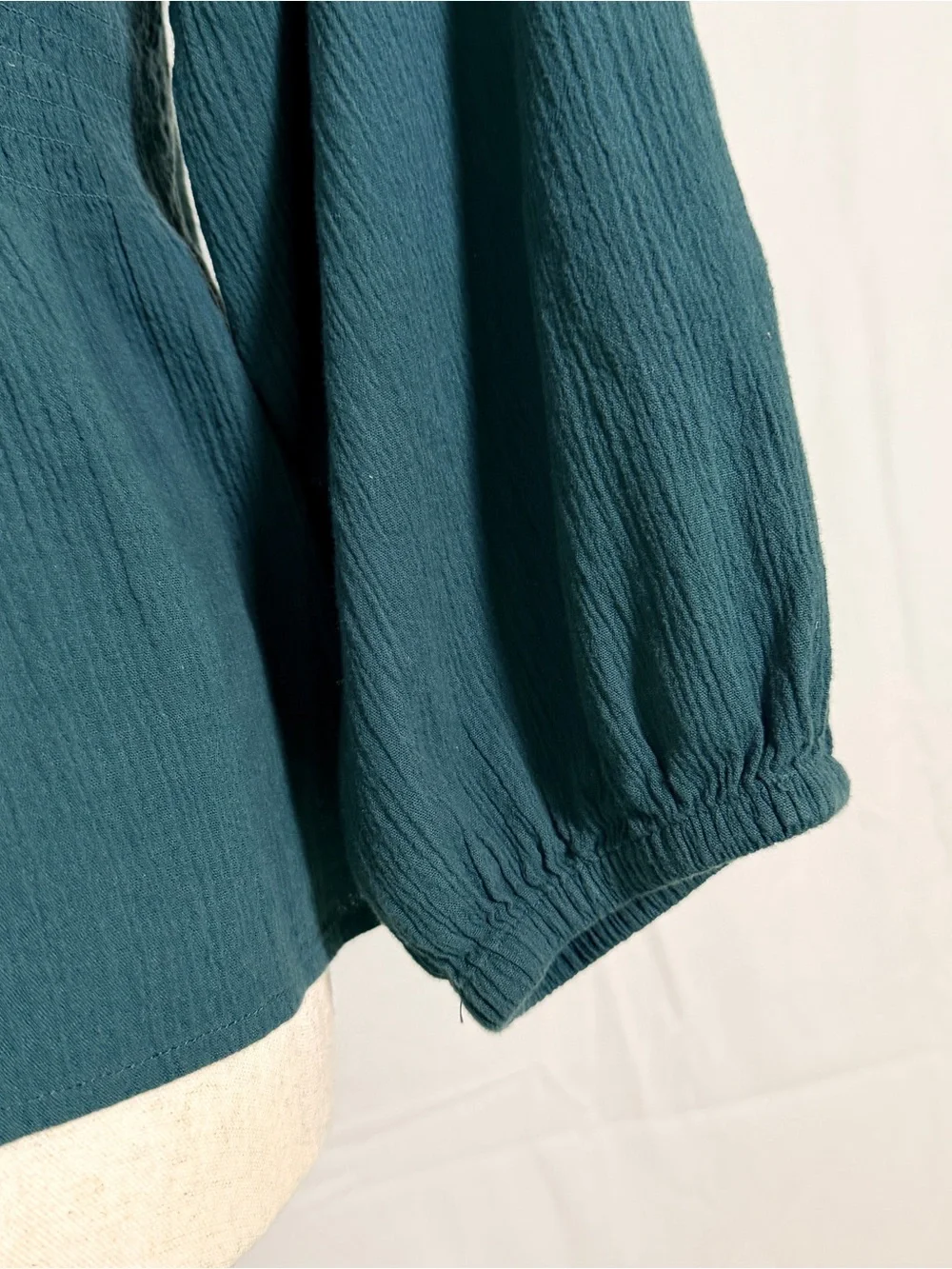 Madewell‎ Teal Smocked Square-Neck Peplum Blouse prairie, boho, whimsical